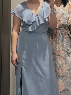 Birdy Grey Light Blue V-Neck Dress